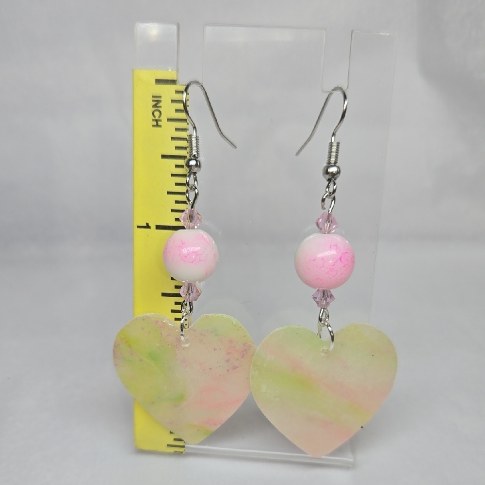 #B341- Elegant Heart-Shaped Pastel Earrings